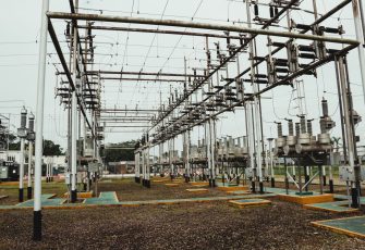 A shot of a part of high voltage electric power station